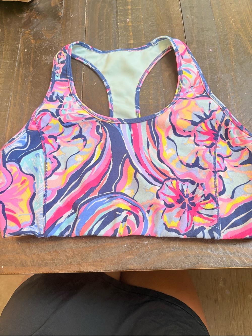 Lilly Pulitzer Pink Navy Multicolor Floral Racerback Bikini Top
